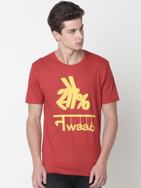 

Newport Men Red Printed Round Neck Slim-Fit T-shirt