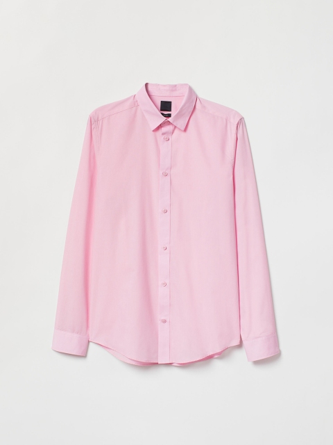 

H&M Men Pink Solid Easy-Iron Shirt Slim Fit