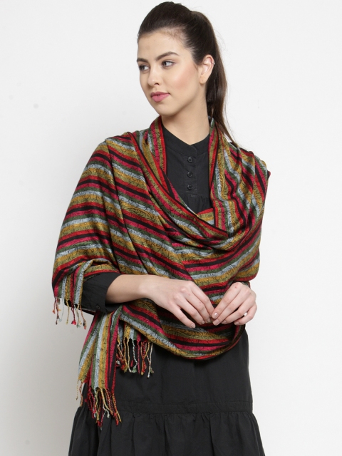 

J Style Women Red & Black Striped Stole