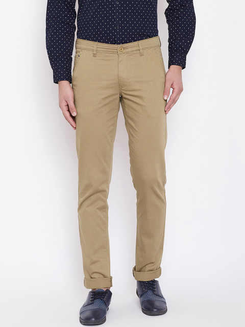 

Canary London Men Khaki Smart Slim Fit Solid Regular Trousers
