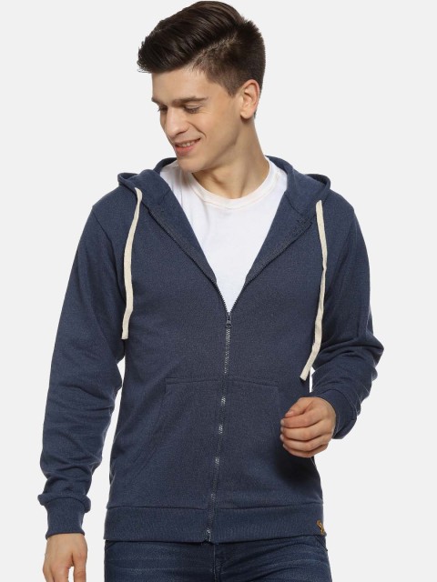

Campus Sutra Men Navy Blue Solid Hooded Sweatshirt