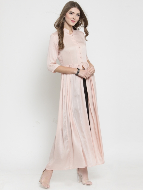 

Sera Women Peach-Coloured Solid A-Line Kurta