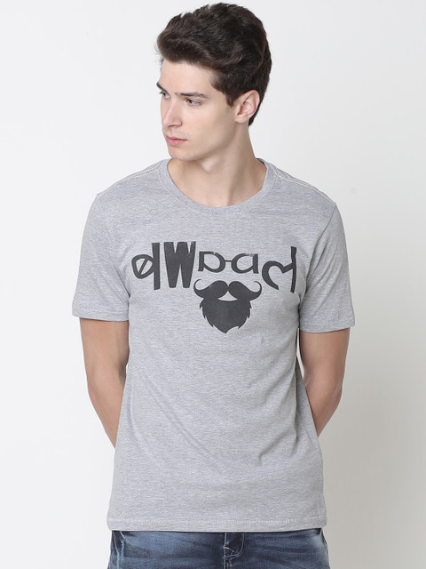 

Newport Men Grey Printed Round Neck Slim-Fit T-shirt