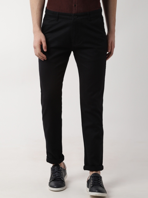 

Peter England Casuals Men Black Slim Fit Solid Regular Trousers