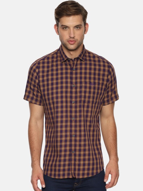 

Van Heusen Sport Men Purple & Orange Slim Fit Checked Casual Shirt