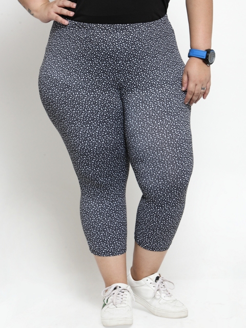 

plusS Women Black & White Printed Capris