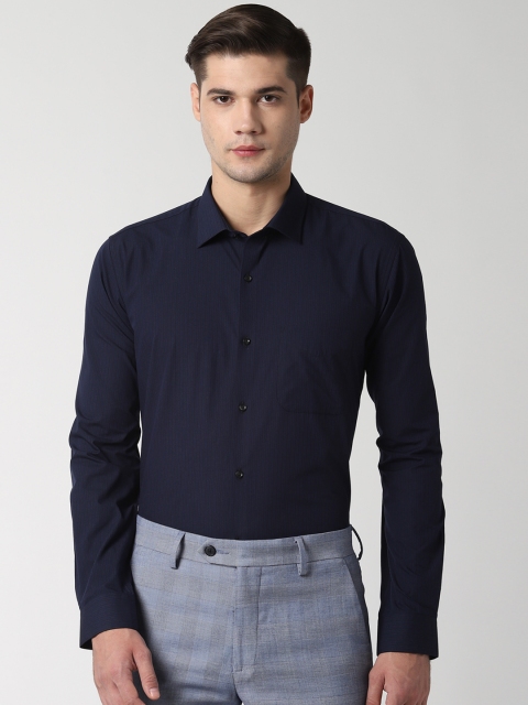

Peter England Men Navy Blue Regular Fit Striped Formal Shirt