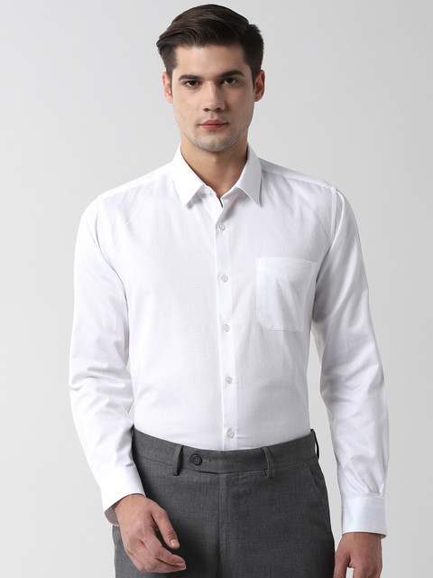 

Peter England Men White Slim Fit Self Design Formal Shirt