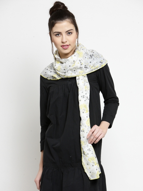 

J Style Women White & Grey Printed Stole
