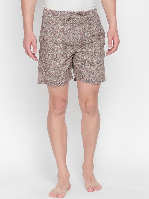 

beevee Men Beige Printed Lounge Shorts