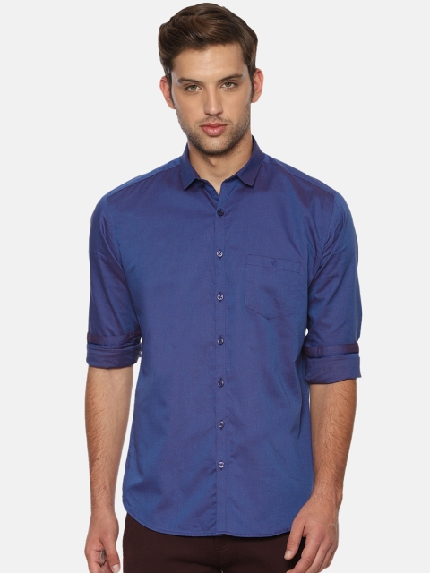 

V Dot Men Purple Slim Fit Self Design Casual Shirt