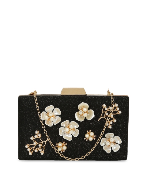 

KLEIO Black Embellished Box Clutch