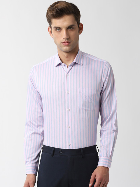 

Peter England Men Pink Regular Fit Striped Formal Shirt