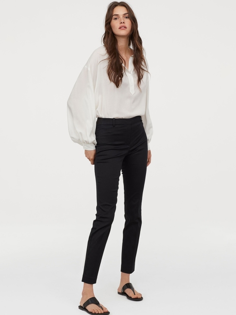 

H&M Women Ankle Length Trousers, Black