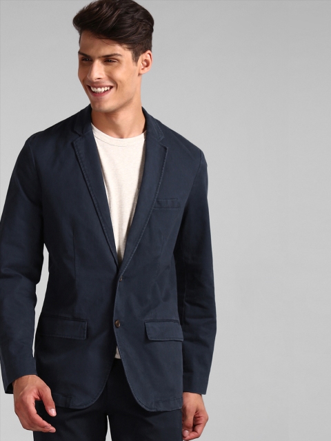 

GAP Men Navy Solid Single-Breasted Classic Stretch Blazer, Navy blue