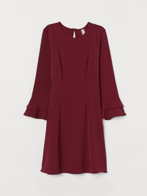 

H&M Women Red Solid Flounce-Sleeved Dress