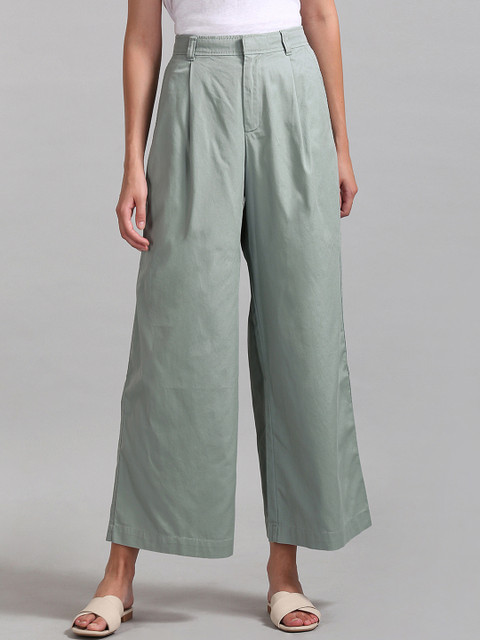 

GAP Women Green High-Rise Pleated Bootcut Trousers