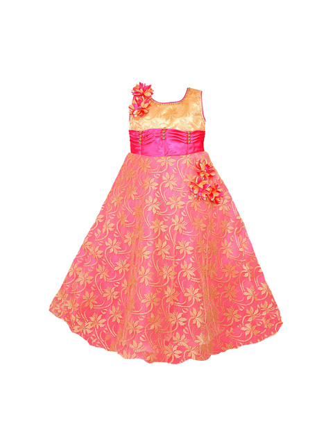 

Wish Karo Girls Pink Printed Maxi Dress