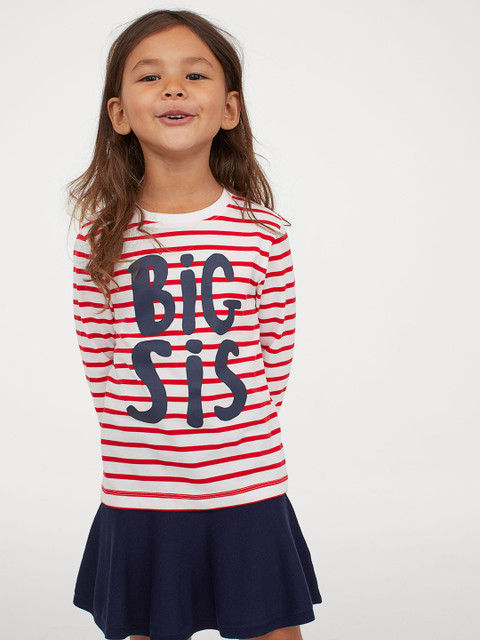 

H&M Girls Red & White Striped Sibling Sweatshirt