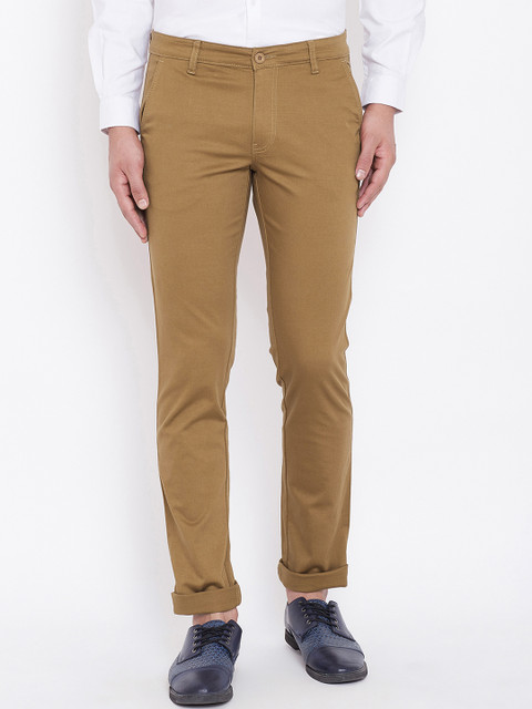 

Canary London Men Khaki Smart Slim Fit Solid Regular Trousers