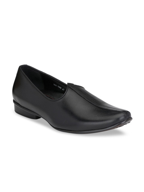 

Hitz Men Black Solid Leather Semiformal Slip-Ons
