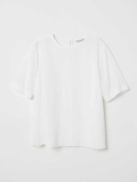 

H&M Women White Solid Silk Top