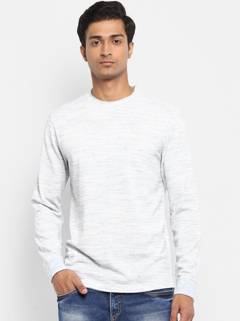

Mufti Men Grey Melange & Blue Solid Round Neck T-shirt