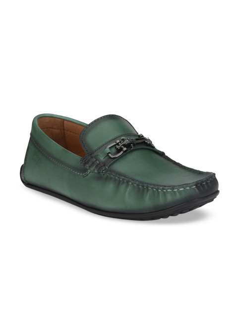

Hitz Men Green Leather Loafers
