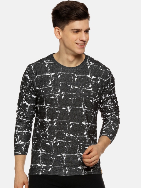 

Campus Sutra Men Black & White Printed Round Neck T-shirt