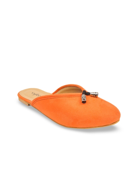 VALIOSAA Women Orange Solid Mules