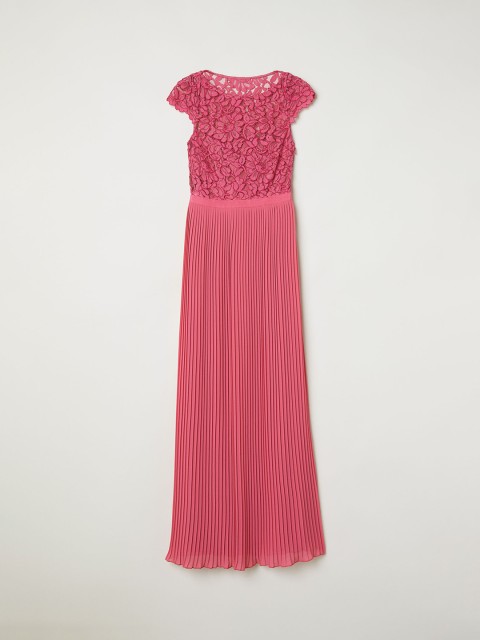 

H&M Women Pink Pleated Long Dress