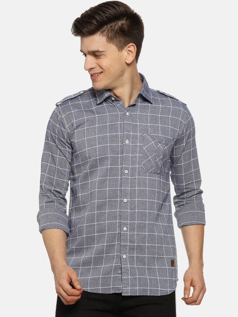 

Campus Sutra Men Grey Standard Regular Fit Checked Casual Shirt