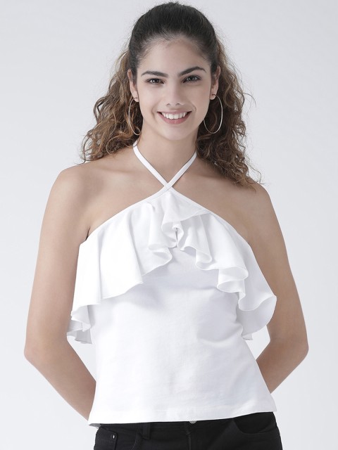 

Texco Women White Solid Tiered Top
