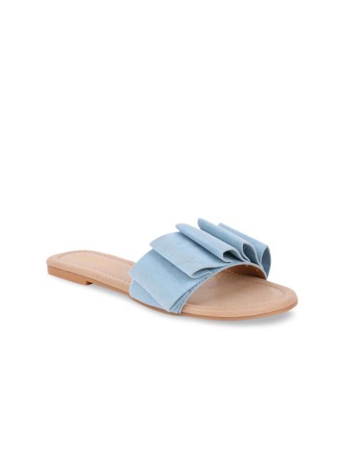 

GNIST Women Blue Solid Suede Open Toe Flats
