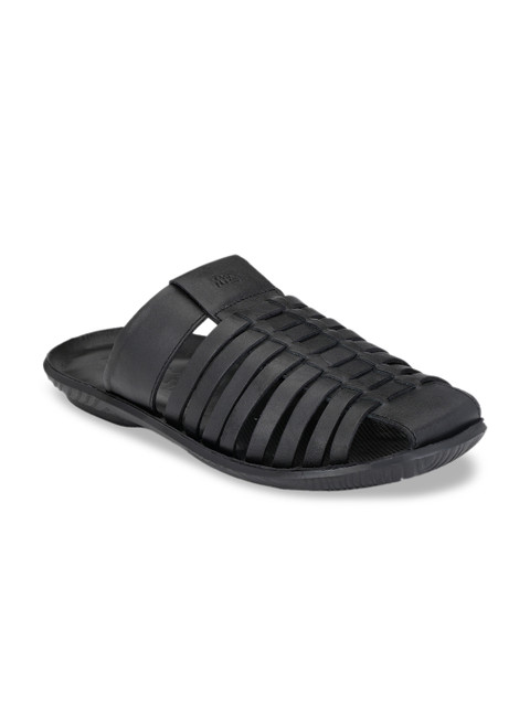

Hitz Men Black Solid Leather Comfort Fit Sandals