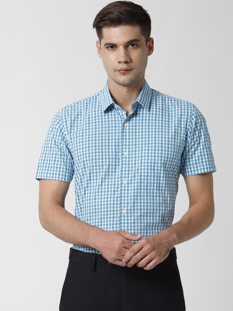 

Peter England Men Blue & White Slim Fit Checked Formal Shirt