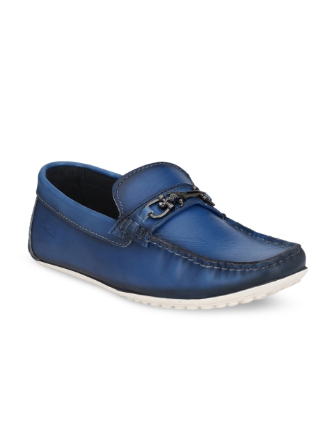 

Hitz Men Blue Leather Loafers