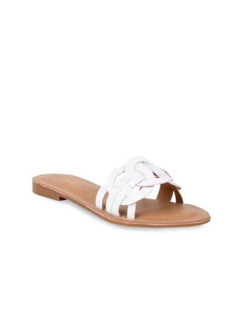 

GNIST Women White Solid Open Toe Flats