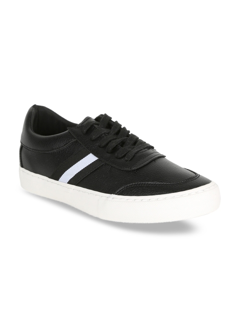 

Peter England Men Black & White Striped Sneakers