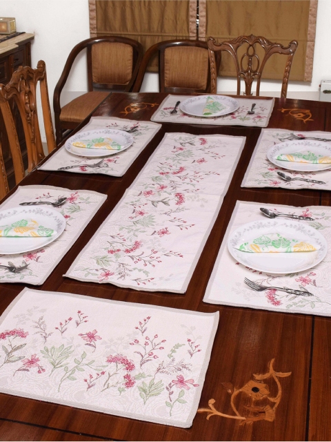 

Avira Home Set of 7 Multicoloured Printed Table Placemats With Runner, Multi