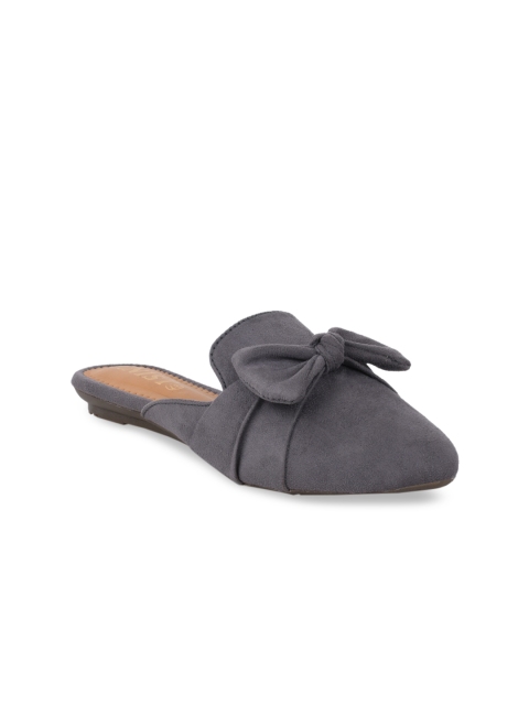 

GNIST Women Grey Solid Suede Mules