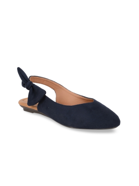 

GNIST Women Navy Blue Solid Suede Mules