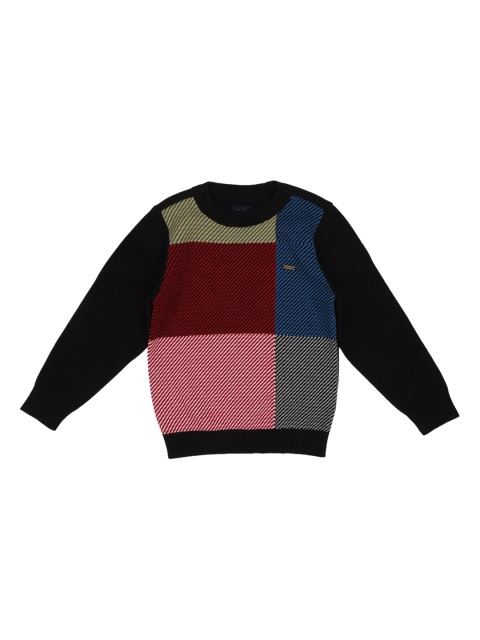 

Allen Solly Junior Boys Black & Red Self Design Pure Cotton Sweater