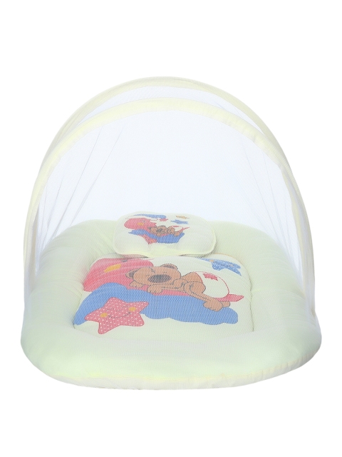 Superminis Kids Lime Green Printed Cotton Bedding With Mosquito Net