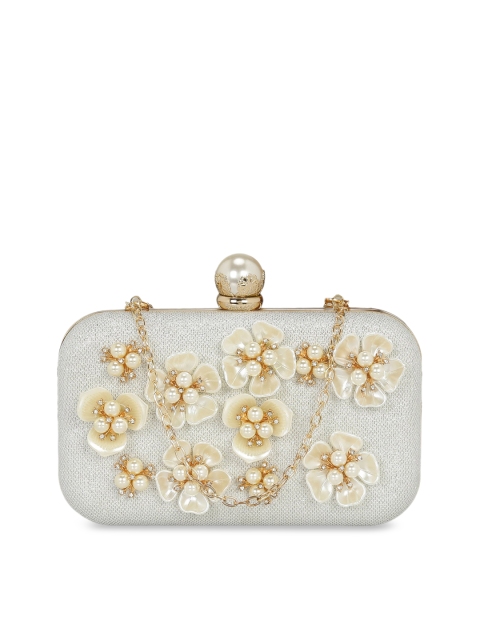 

KLEIO Silver-Toned Embellished Box Clutch