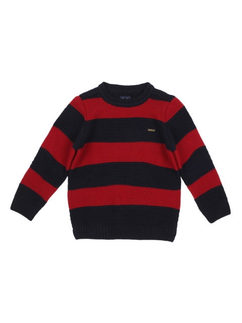 

Allen Solly Junior Boys Navy Blue & Red Striped Sweater