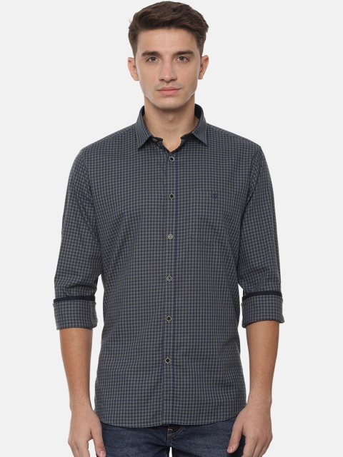 

Van Heusen Sport Men Blue & Olive Green Slim Fit Checked Casual Shirt