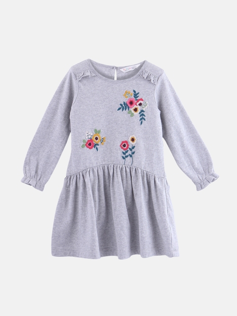 

Beebay Girls Grey T-shirt Dress with Embroidered Details