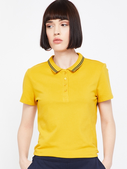 

Bossini Women Mustard Yellow Solid T-Shirt