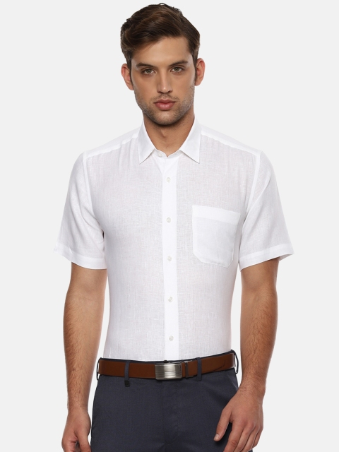 

Louis Philippe Men White Slim Fit Solid Pure Linen Formal Shirt